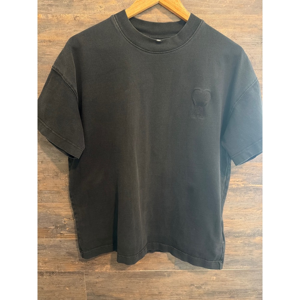 Ami Paris Alexandre Mattiussi Tonal Heart Logo T-Shirt Washed Black Mens